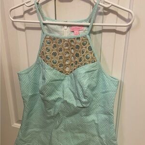 Lilly Pulitzer Mint Green Halter Top with Gold Accents